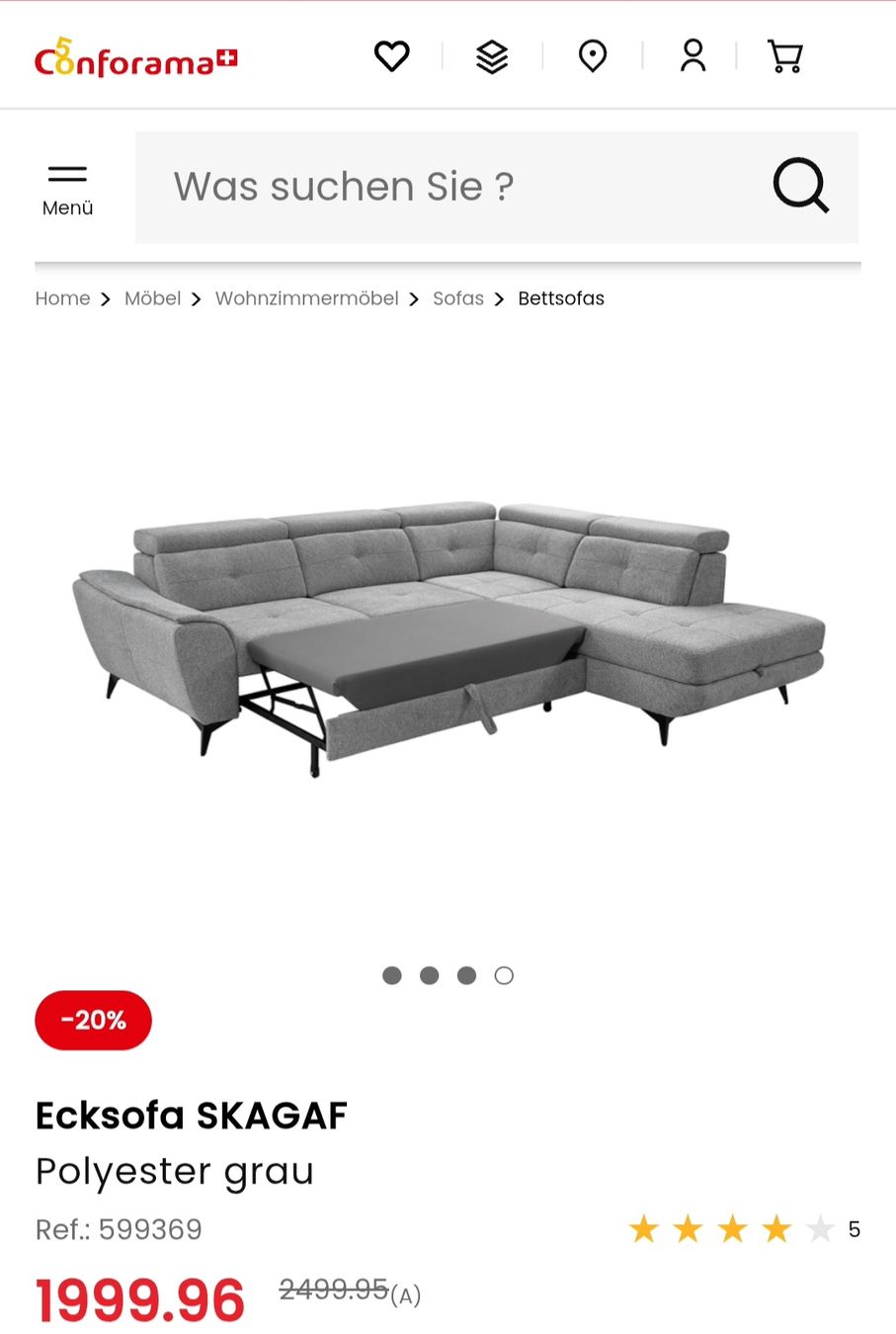 Conforama Divani: Ecksofa mit Schlaffunktion und Garantie – Nuovo (secondo la descrizione) da Rothrist venduto da Nanua24 5