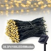 Solar Lichterkette für Aussen 12m, 100 LED, warmweiss