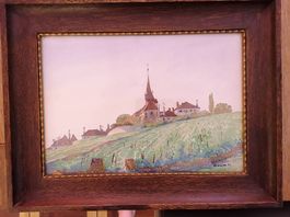 Très belle aquarelle du prieuré de Pully signée