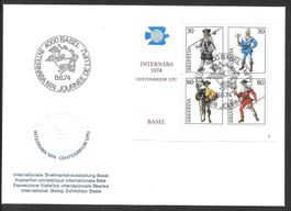 Block W50 Sonderbrief S. 838 Tag der UPU Basel 8.6.1974
