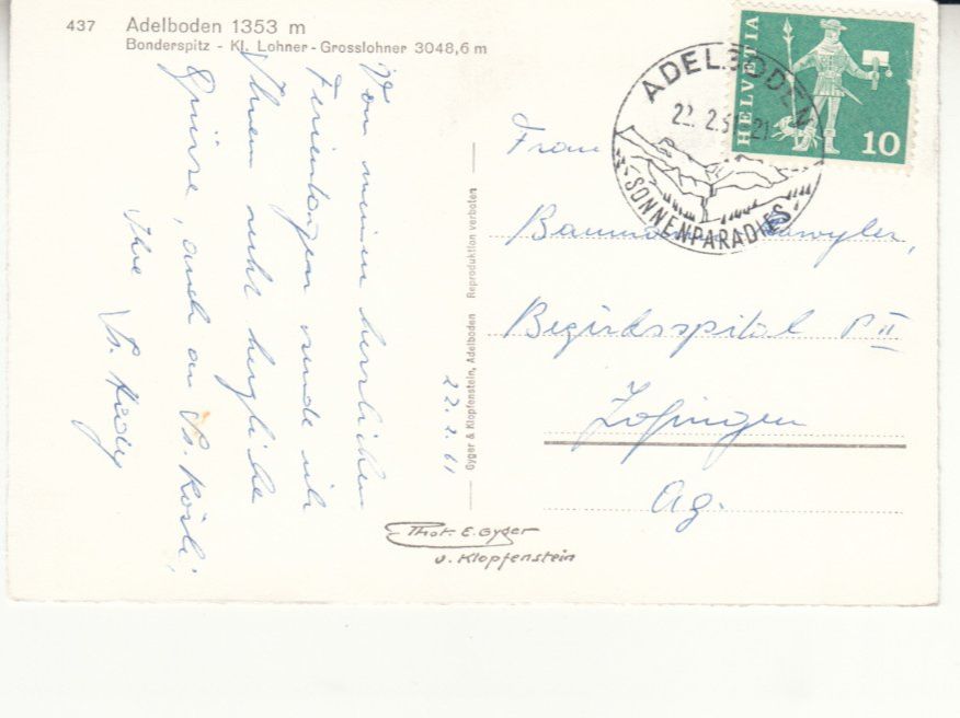 Ansichtskarten: Adelboden 1961 – Gebraucht aus Bürglen TG von StampGraf 1