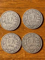Vier 2 Franken Münzen 1913, 1914, 1920, 1931