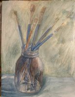 Aquarell: Pinsel im Glas, Original, unikat, Kunst 🎨🖼️ (50)