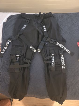 Novessel Techwear Cargo Pants Black With Straps New