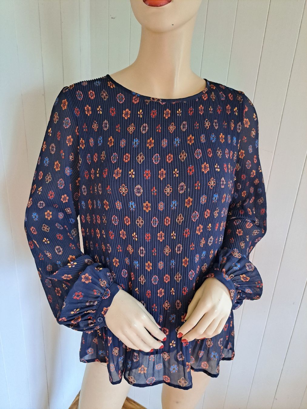Tuniche: FROGBOX Plissée Bluse Tunika M 38 Oberteil Longsleeve Top – Usato da Mollis venduto da Fauchi99