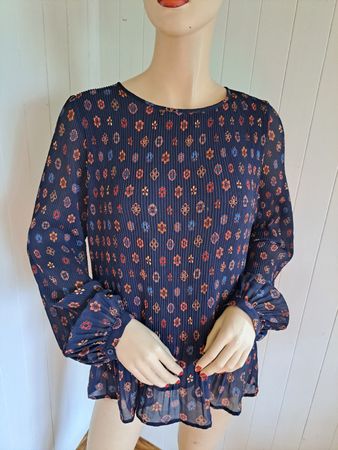 FROGBOX Plissée Bluse Tunika M 38 Oberteil Longsleeve Top