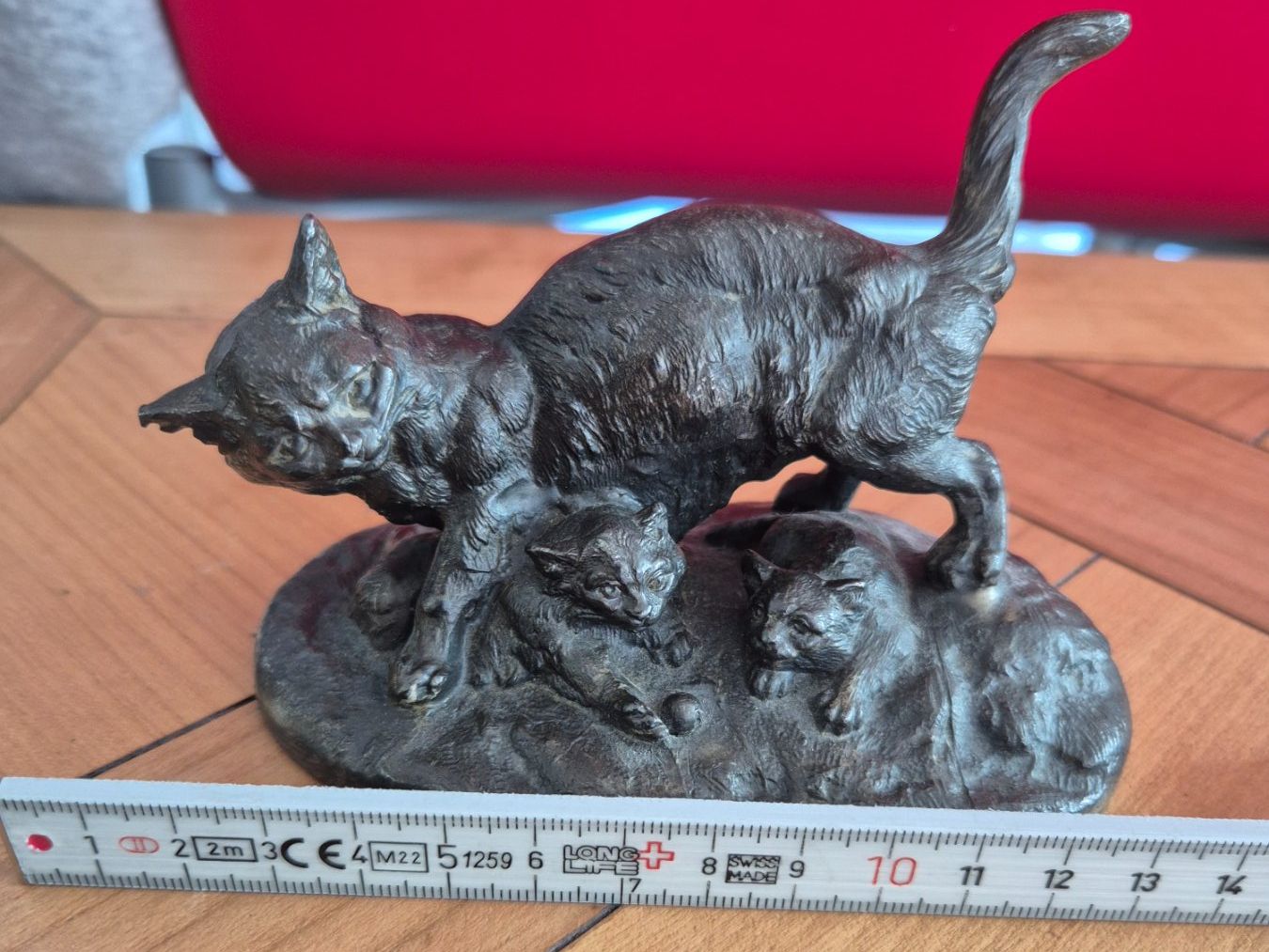 Statuette: Sculpture chat, chatte et chattons bronze Théophile Hingre – Usato da Fully venduto da tameab 1