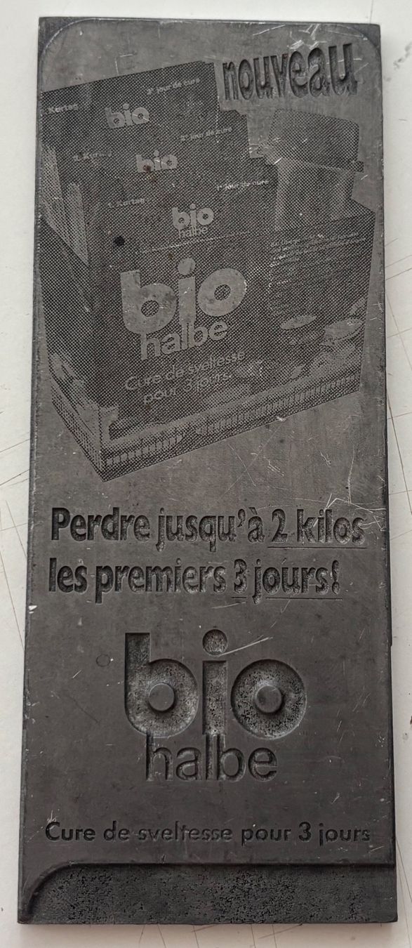 Foto & Immagini: Cliché typographique - bio halbe, cure de sveltesse pour... – Usato da Neuchâtel venduto da gefdeneuch 1