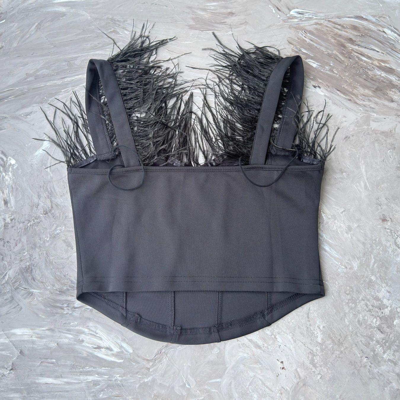 Tops: Bustier corset noir à plumes – Gebraucht aus Thônex von BrYu 5