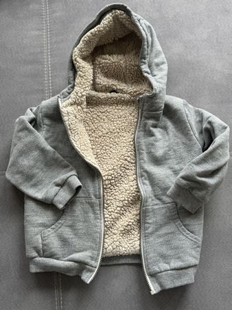 Veste chaude doublée en sherpa grise, taille 110