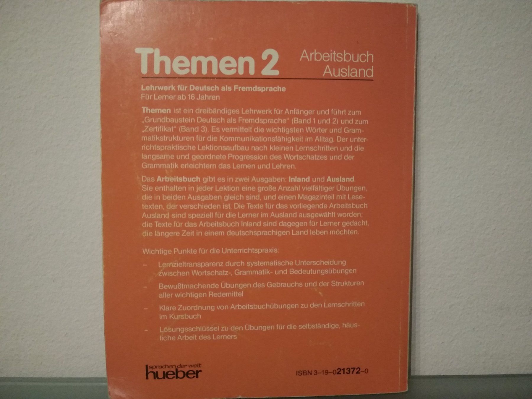 Libri: Themen 2 Arbeitsbuch Ausland ohne CD oder Cassette – Usato da Bäch SZ venduto da Swissy46 1