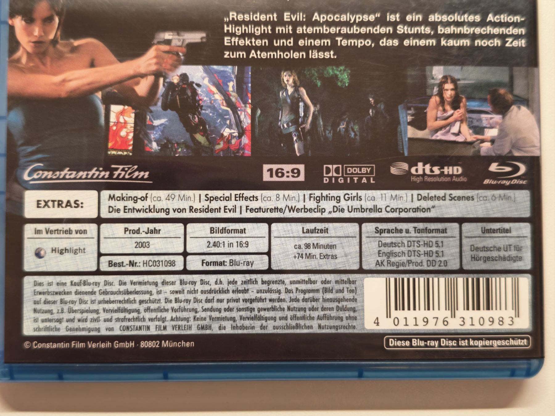 Alle DVDs: Resident Evil: Apocalypse – Gebraucht aus Liestal von Kratzilla 3
