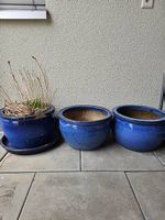 3x Blaue grosse Töpfe aus Keramik