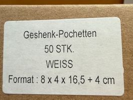 Geschenk-Pochetten 50 Stück weiss 8x4x16,5+4 cm neu