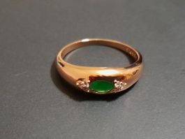 Ring mit Zirkonia, vergoldet 585, 2g, size 8 (57)