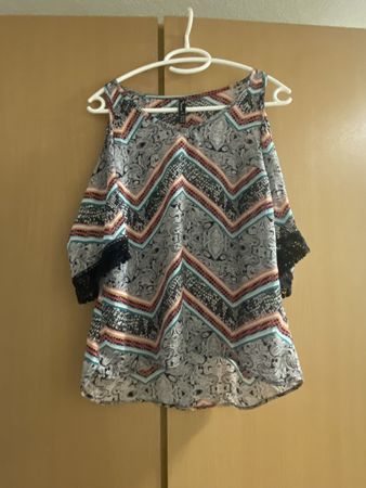 Jean Pascale Bluse Damen Grösse 34/36 Schulterfrei bedruckt