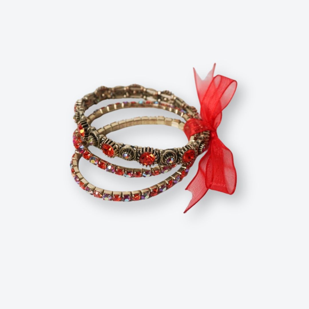 Bracciali & Braccialetti: Armband mit roten Strasssteinen – Usato da Oberkirch LU venduto da petitefashion