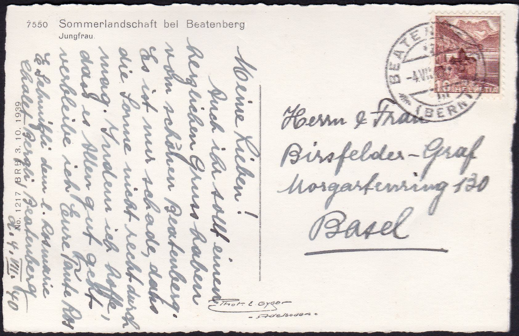 Cartoline postali: 1940,s/w AK,Sommerlandsch. b. Beatenberg – Usato da Wenslingen venduto da riger11 1