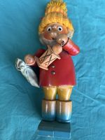 Holzfigur mit Laterne und Sack, nummeriert, Vintage, gut erh