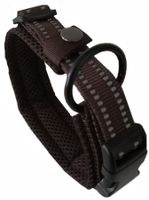 Nylon Hundehalsband Braun L Reflektierend + gepolstert weich
