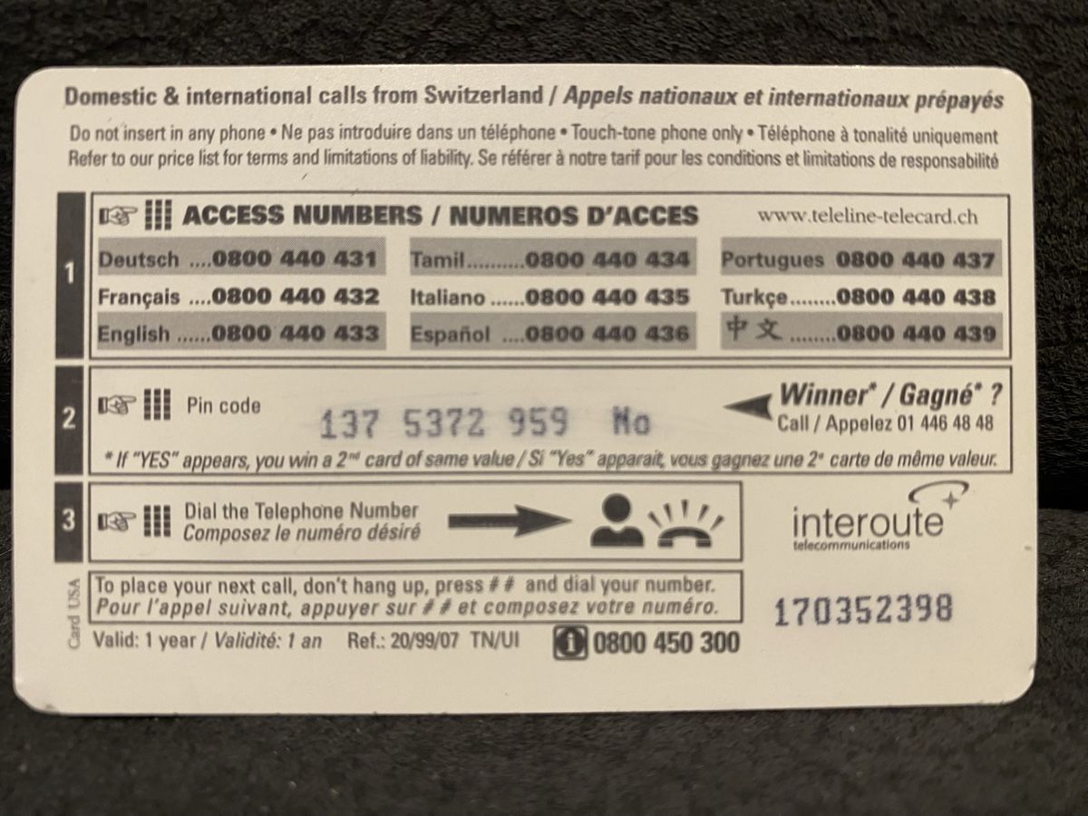 Telefon- & Taxkarten: Teleline – Gebraucht aus Lausanne von babacard10 1