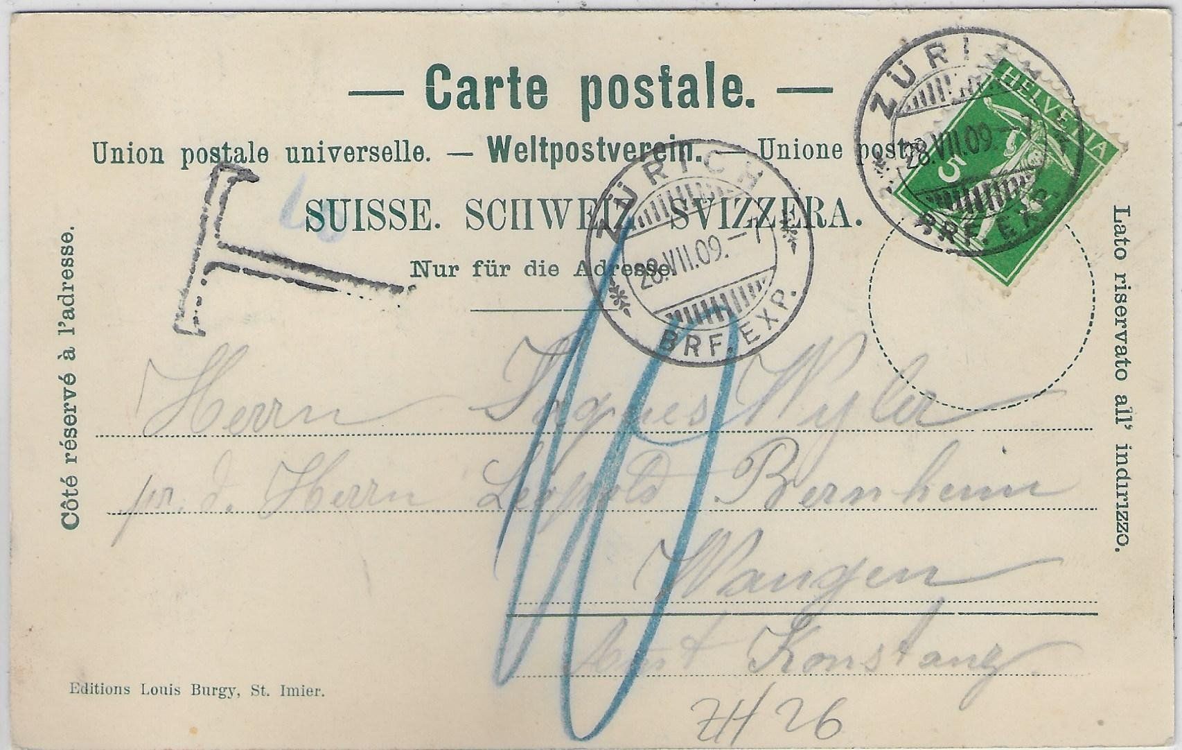 Cartoline postali: Zürich - Landesmuseum - Schweizerfahne Litho – Usato da Ettingen venduto da Kartenplanet 1