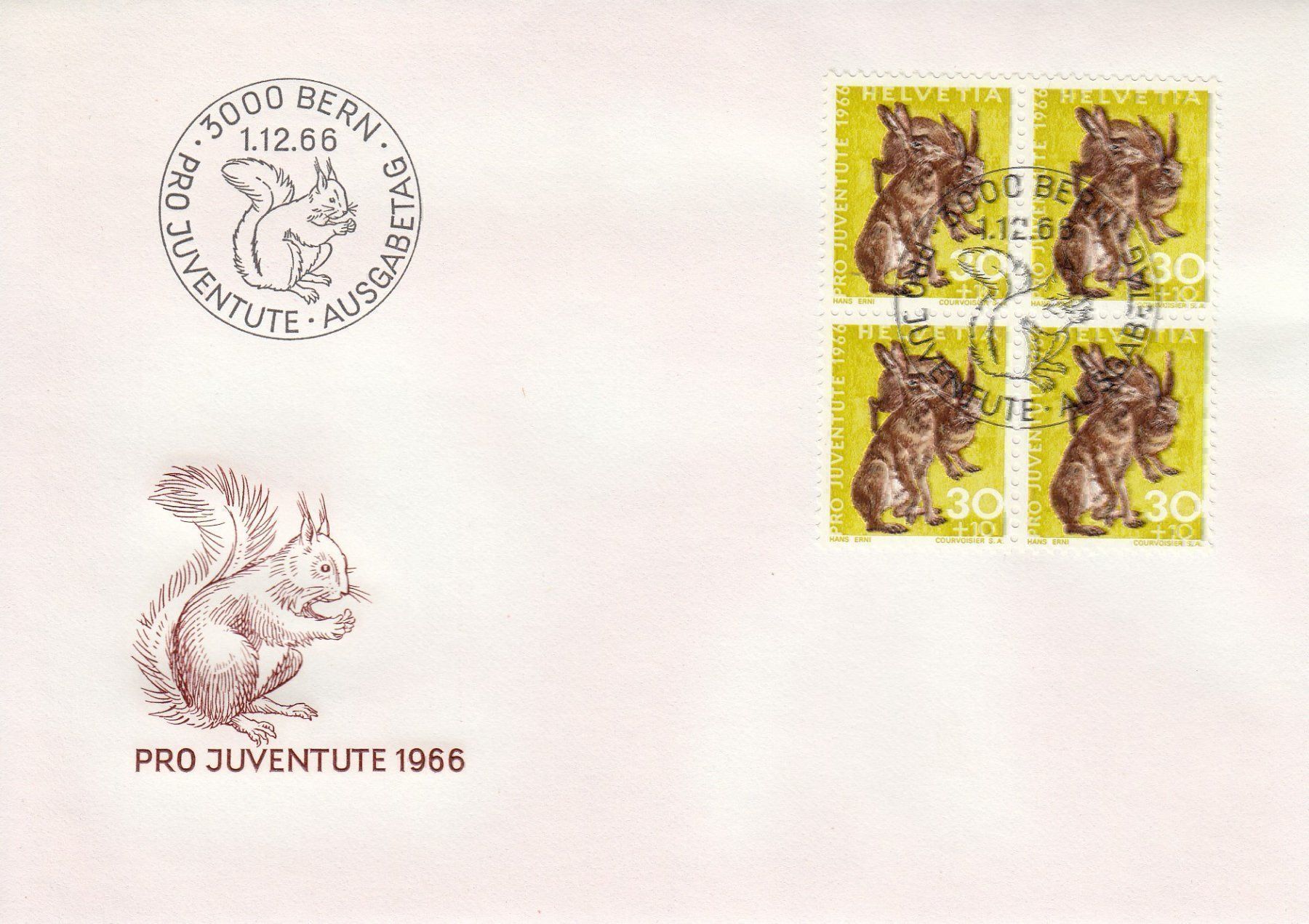 Alle Briefmarken: 1966 215-19 Pro Juventute 5 FDC 4erBlock – Gebraucht aus Spreitenbach von Mustang_1105 3