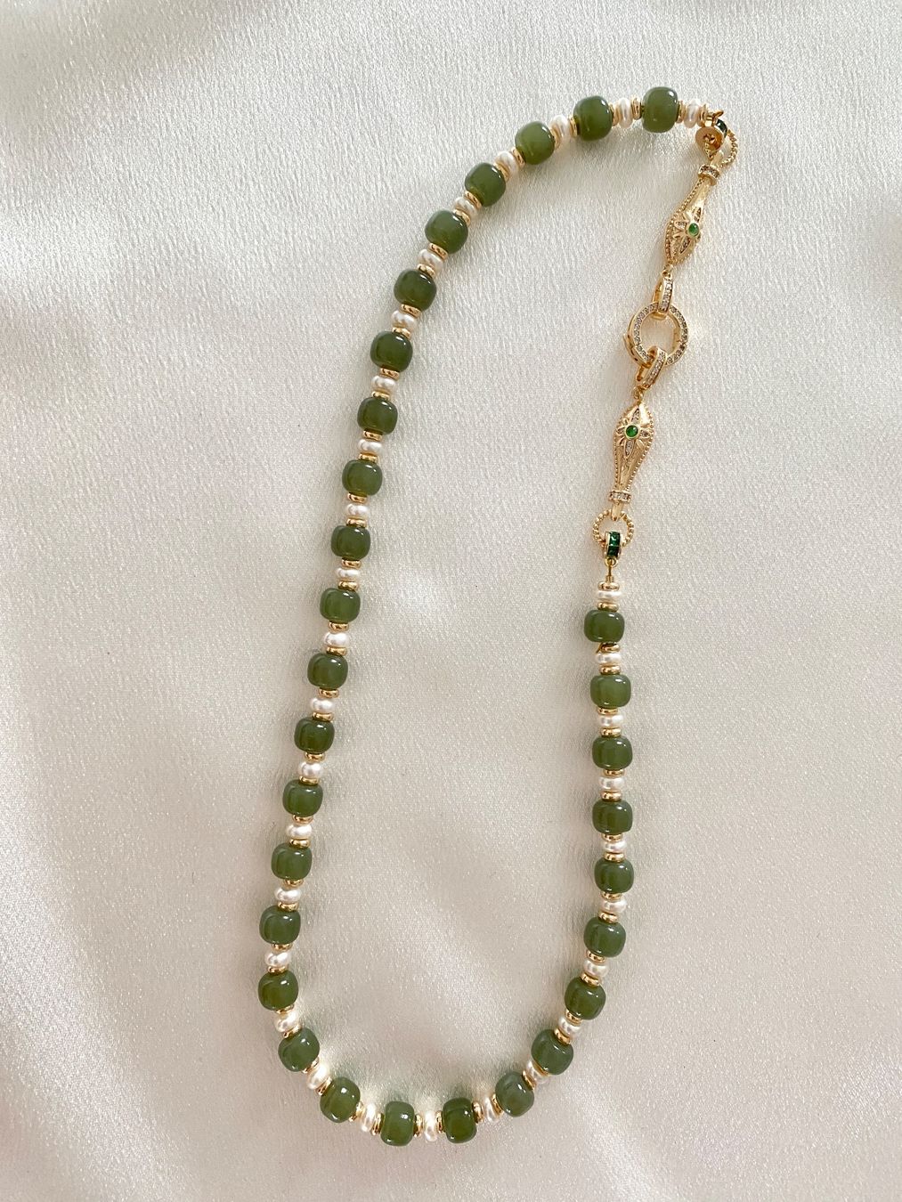 Catenine: Süsswasserperlen Jade Kette mit Ohrringe echte – Nuovo e nell'imballaggio originale da Sarnen venduto da yingsperlen 2