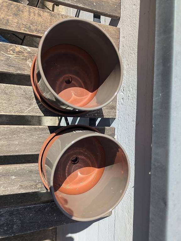 Pots de fleurs: 2x schlichter Blumentopf, terracotta, glasiert – D'occasion à Basel par jacques8892 1