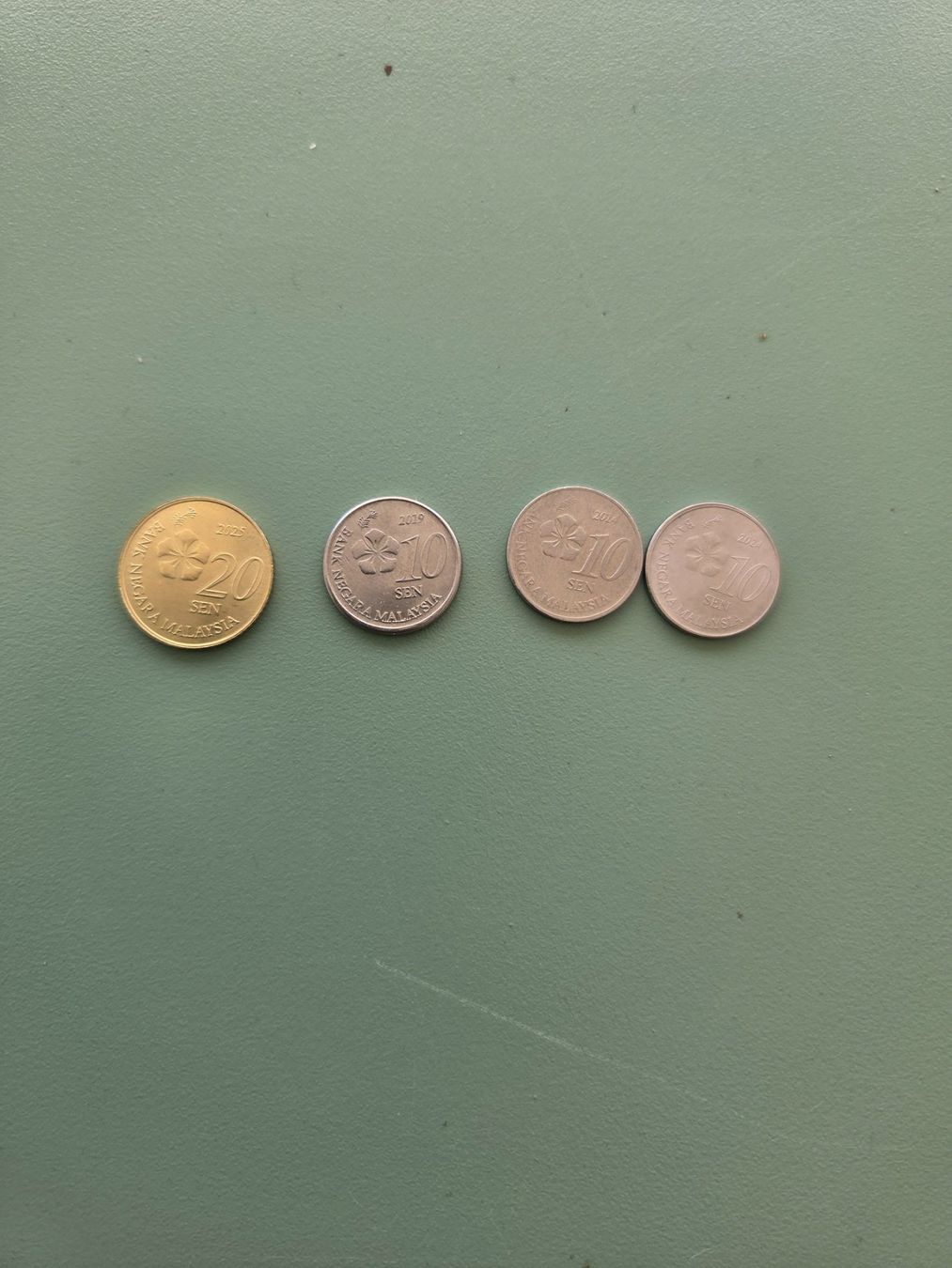 Alle Münzen: Malaysia 20 Cent, 3 Stück 10 Cent – Gebraucht aus Zürich von Apfeltorte