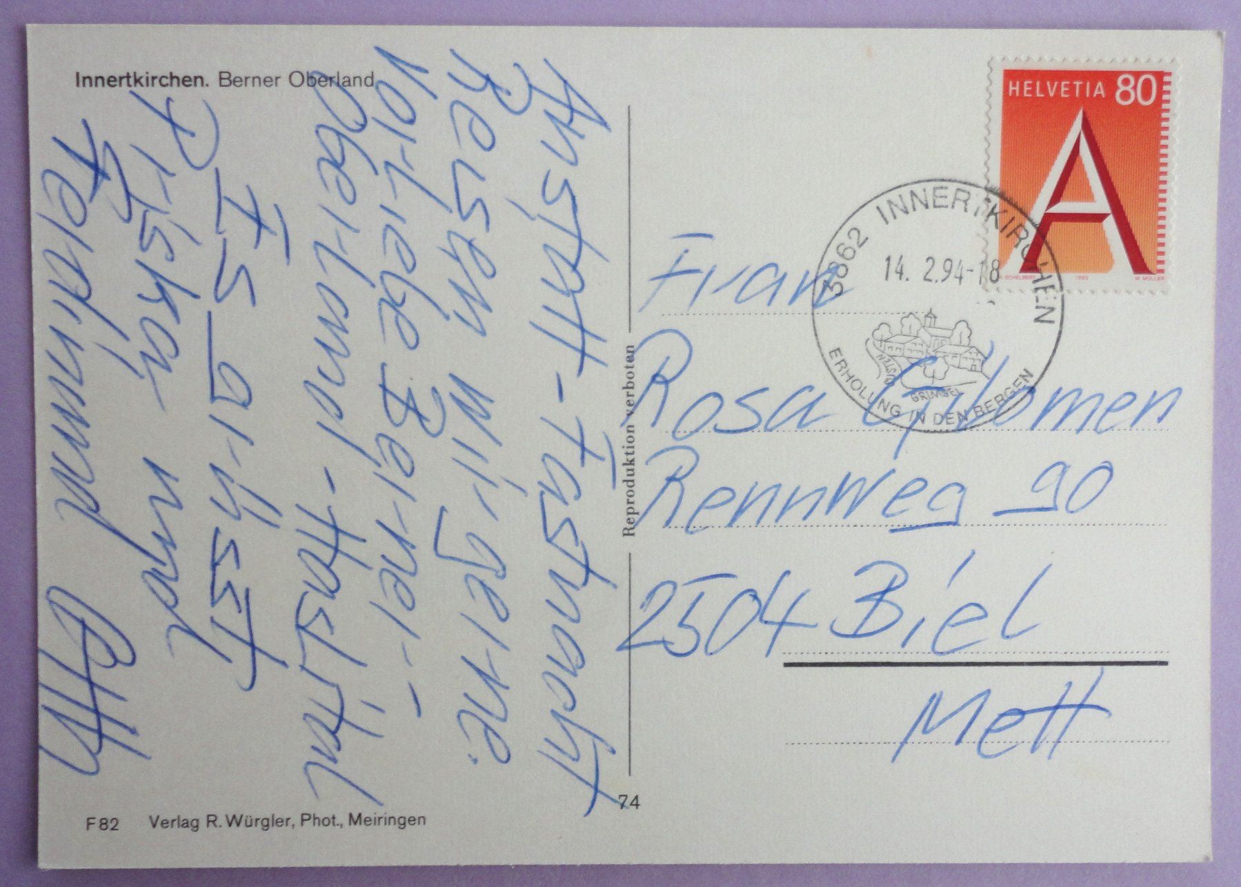 Cartoline postali: Innertkirchen, B.O. – Usato da Fétigny venduto da Billy2miny 1