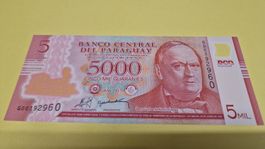 5000 Guaranies Geldschein aus Paraguay, Jahr 2011, Top