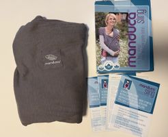 Manduca Sling Tragetuch grau mit Anleitung und Verpackung