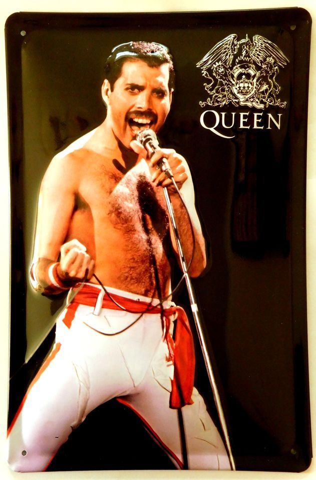Insegne: Blechschild 3D-FREDDIE MERCURY-MIT MIKROFON – Nuovo e nell'imballaggio originale da Rupperswil venduto da big-one-sale