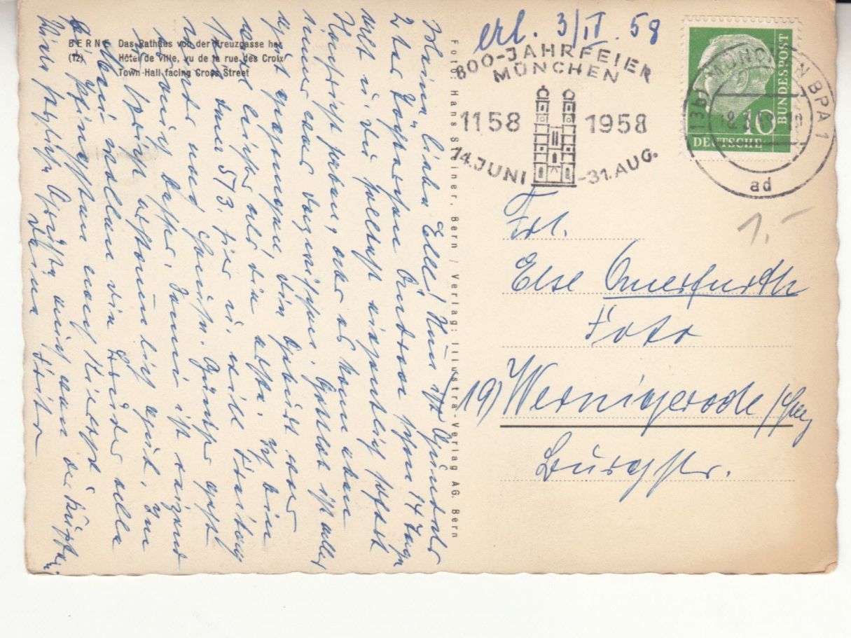 Ansichtskarten: Bern Rathaus 1958 – Gebraucht aus Bürglen TG von StampGraf 1