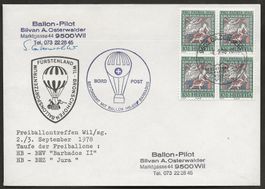Ballon Schweiz 1978 Ballontaufe in Bazenheid Luftpost