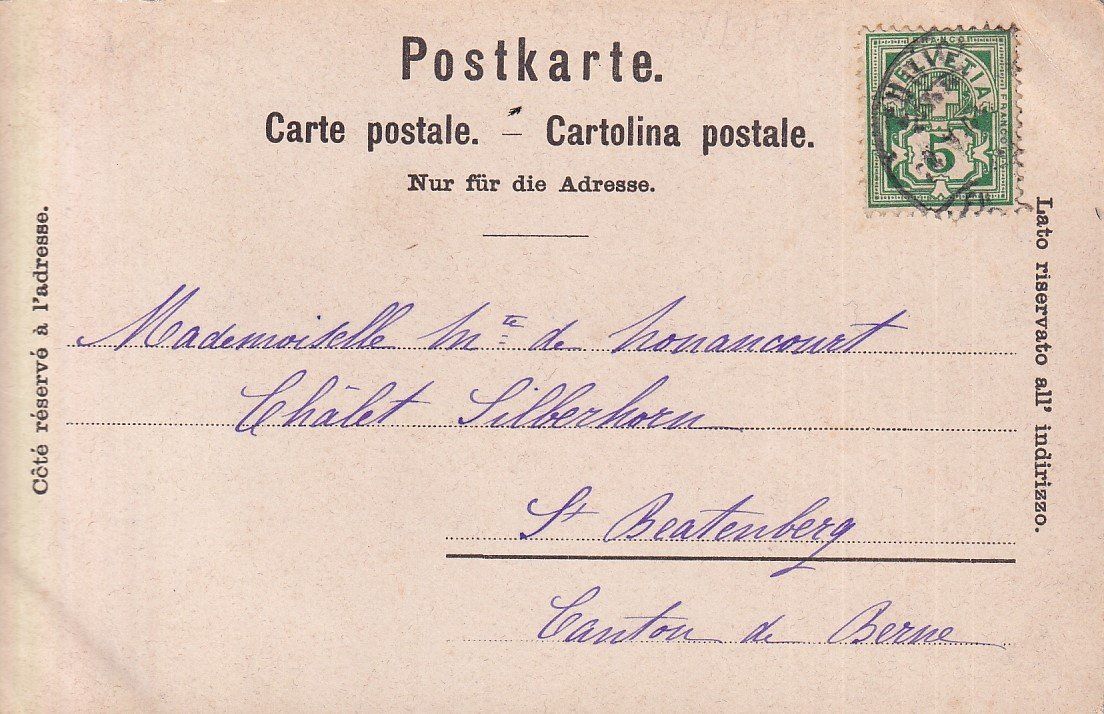 Cartoline postali: St. Beatenberg  BE  -   mit Berg-Bahn / 4-Bilder    um  1902 – Usato da Brig venduto da Valcards54 1