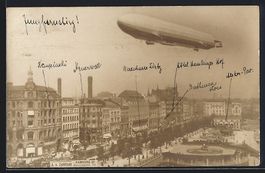 Hamburg, Zeppelin Hansa über der Stadt