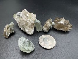 Lot à 6 Stk. Phantomquarz, Adular, Fadenquarz