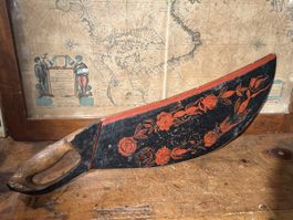 Antiker Schwedischer Leinenmesser Skäkteträ aus Holz 