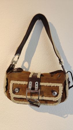 Christian Dior Saddle Shearling Flight Handbag Original 2005