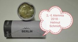 DEUTSCHLAND - 2018 - A - GEDENKMUENZE - HELMUT SCHMIDT