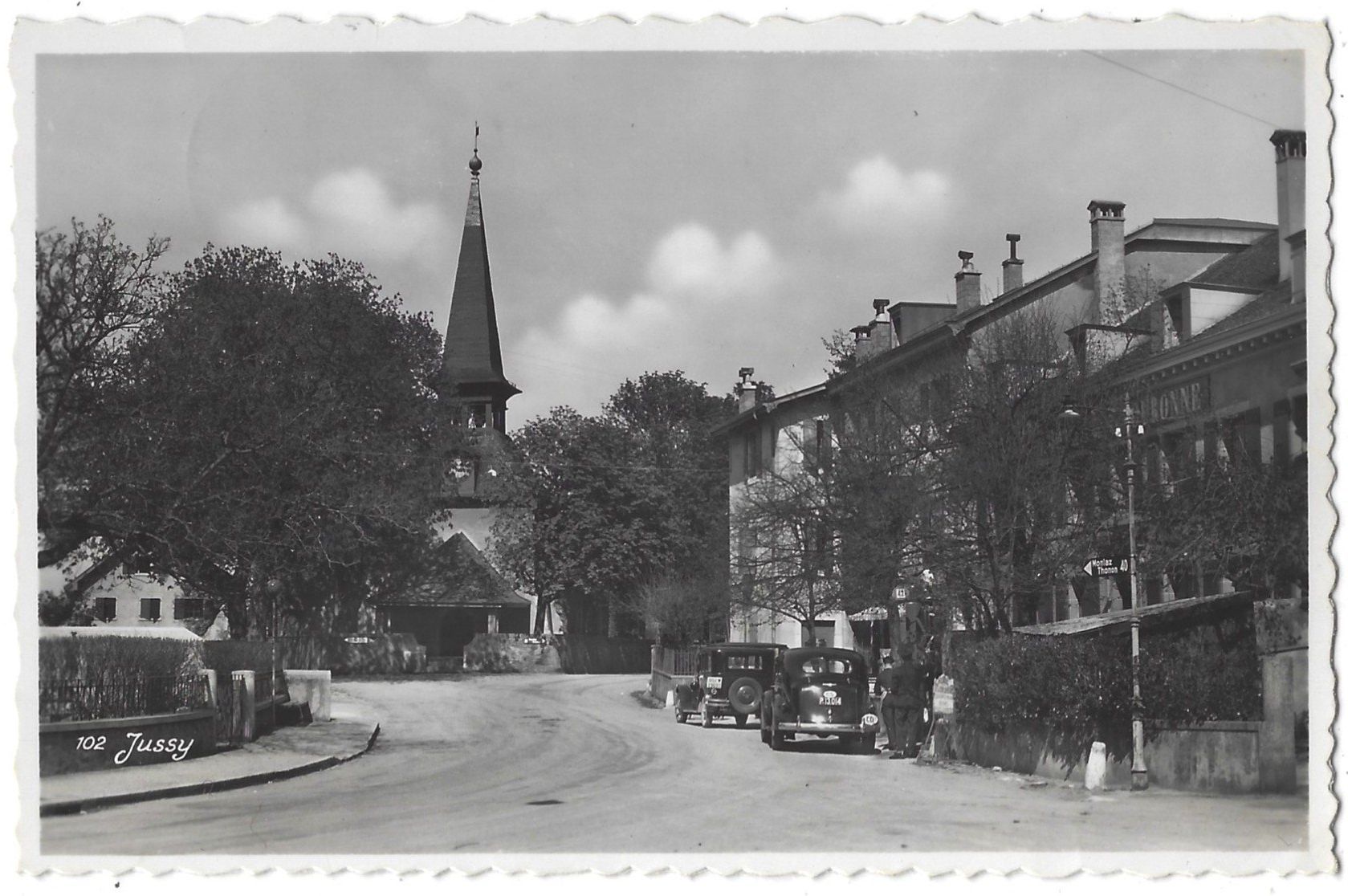 Cartoline postali: 102  Jussy   (animé, 2 Oldtimer) – Usato da Bütschwil venduto da Jackson1A
