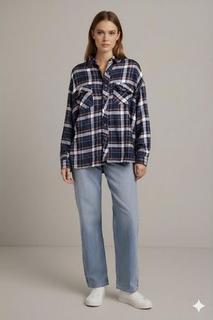 ARIC Winterwear Kariertes Flanellhemd mit Knopfleiste -