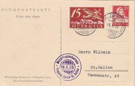 Flugpostkarte, 18.X.25, "Dübendorf - St.Gallen"