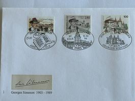 1994 CH - Belgien - Frankreich: FDC-Ausgabe Georges SIMENON