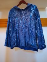 P.A.R.O.S.H Blaues Pailletten-Oberteil mit Kapuze, Grösse S