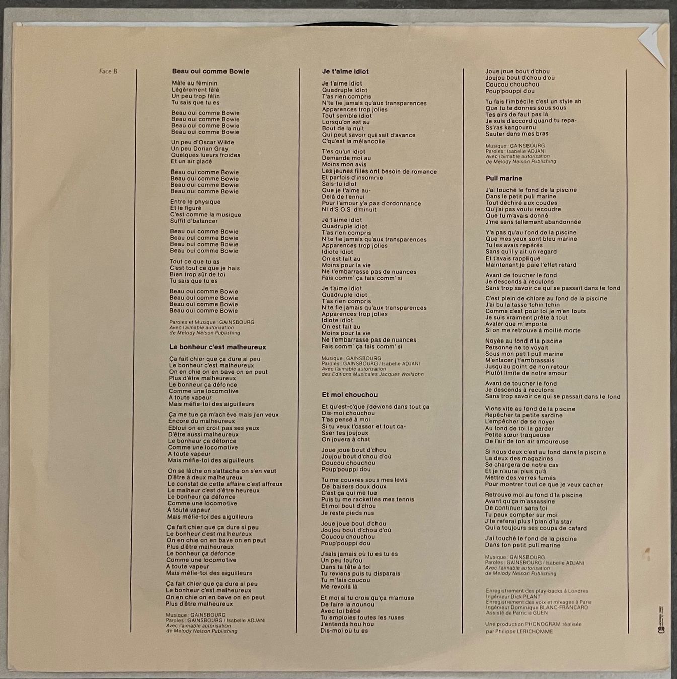 Schallplatten: ISABELLE ADJANI - ISABELLE ADJANI - 33 Tours – Neu und originalverpackt aus Bussigny von vinyl-pas-cher 5