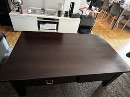 Couchtisch dunkles Holz mit Schubladen guter Zustand
