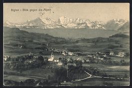 Biglen, Gesamtansicht mit Alpen aus der 